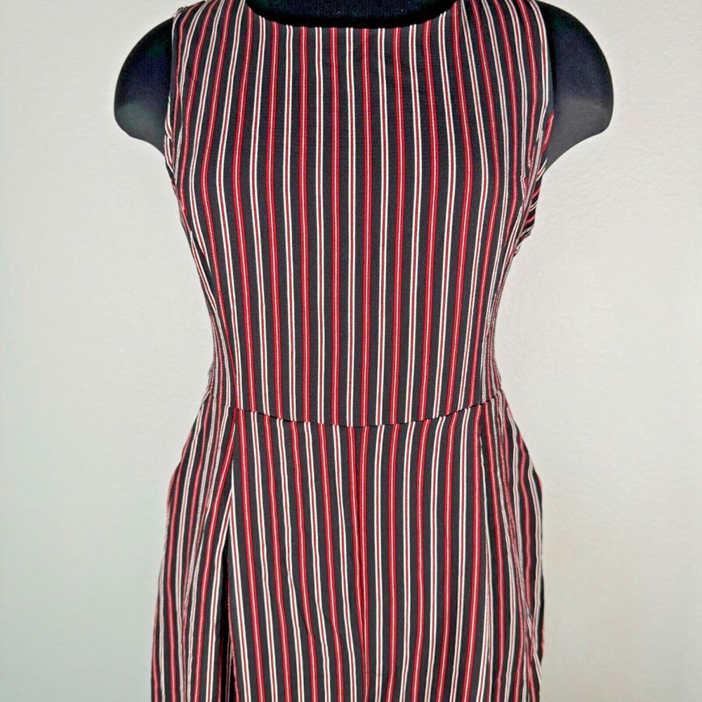 ROMEO + JULIET COUTURE Jumpsuit Red White Black Pinstripe Romper Pockets Large
